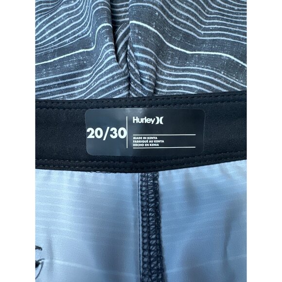 Hurley Mens 4-Way Stretch Striped Board Shorts Black & White Size 20/30 - Picture 7 of 12